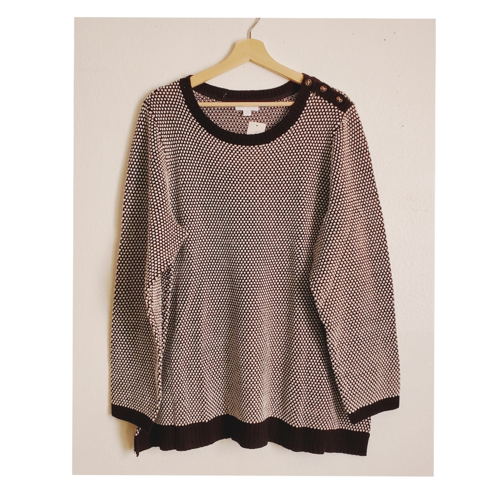 Charter Club Contrast Accent Sweater Sz 3x Black⚡️⚡️⚡️